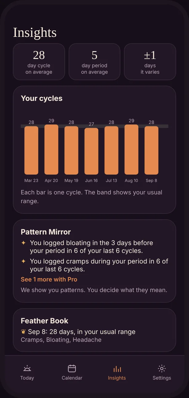 Insights in dark mode.